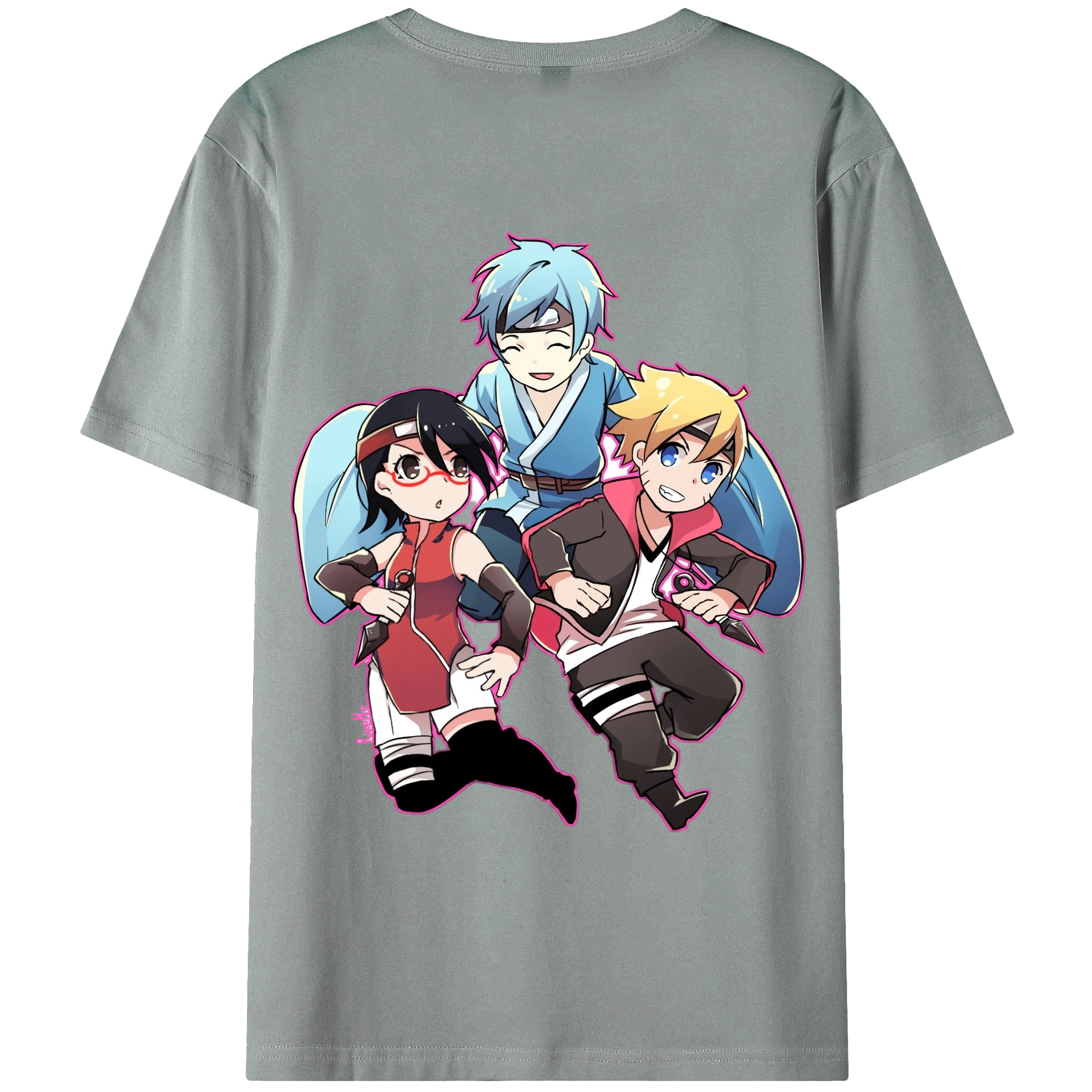 （画像用） NARUTO -ナルト- うちは サラダ Uchiha Sarada 綿100％ メンズ半袖Tシャツ（バックプリント） 通気性